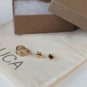 3 small gold earrings